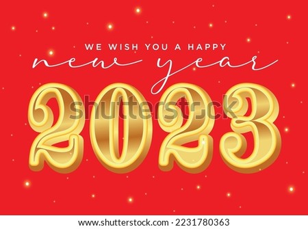 2023 new year 3d effect. New year wish card, luxury 2023 new year invitation card.