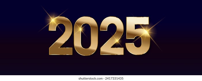 2023 New Year Abstract golden fireworks and golden gradient numbers on dark blue background