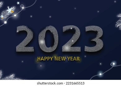 2023 New Year Abstract shiny color gold wave design element
Seasons Greetings and Happy New Year 2023 background. Vector illustration
