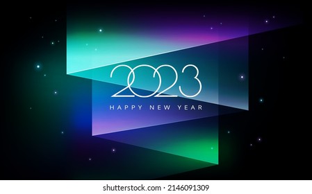 2023 New Year aurora background - 2023 vector illustration for card, poster, banner