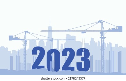 2023 New Year Background Design. Construction sets numbers for New Year 2023. Vector Illustration