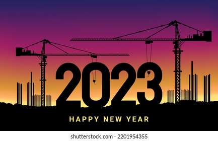 2023 New Year Background Design. Construction sets numbers for New Year 2023. Vector Illustration