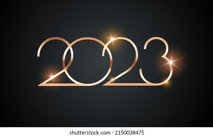 2023 New Year background golden and black - vector