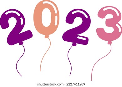 2023 New Year Balloon Vector Illustration