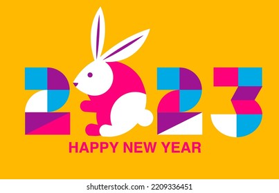 2023 New Year banner, celebration, year of rabbit