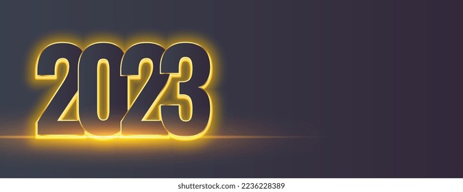 2023 new year banner with golden light effect vector 