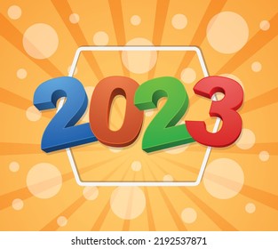 2023 new year banner with splash star and rays on background