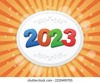 2023 new year banner sunbeam on background