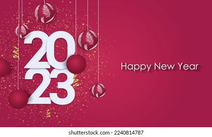 2023 New Year. Banner in the trendy current color viva magenta.