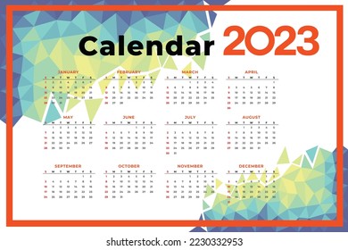 2023 new year calendar background vector design style