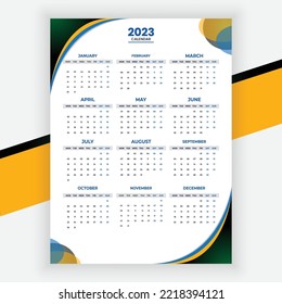 2023 new year calendar template