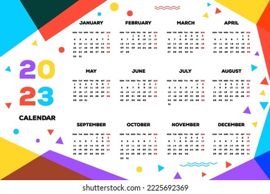 2023 new year calendar template modern design style