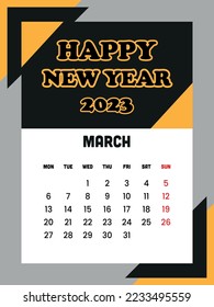 2023 new year calendar template design