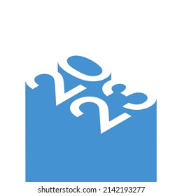 2023 new year card with blue 3d year number on white background minimalistic design