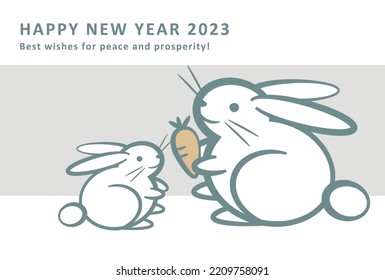 2023 New year card design. Rabbit and baby rabbit. 2023 is rabbit year. For greeting card,poster,flyer and Easter artwork etc.