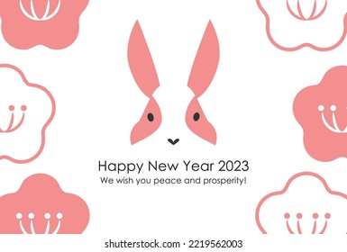 2023 New year card design. Abstract rabbit and plum blossom. 2023 is rabbit year. For greeting card,flyer and poster.