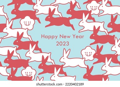 2023 New year card design. Rabbit seamless pattern. 2023 is rabbit year. For greeting card, poster and flyer etc.