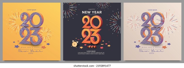 2023 new year celebration. Square template of 2023 new year for cover, card and post template