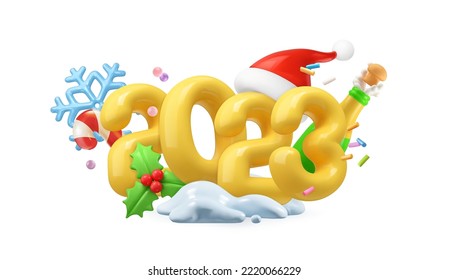 2023 new year. Christmas decoration 3d vector