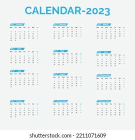 2023 new year clean calendar template