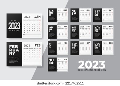 2023 new year clean modern desk calendar template design on isolated background