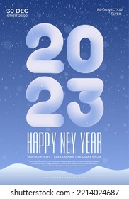 2023 New Year club party flyer. Vector illustration.