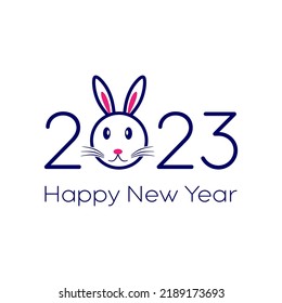 2023 New Year Creative design. Happy New Year 2023 with a rabbit on a white background. Year of the Rabbit. vector eps10