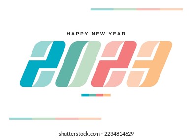 2023 new year design concept for celebration, party, banner, and invitation with a mix of colorful pastel colors and white background