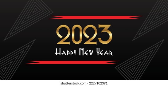 2023 new year design template vector with typography logo. Modern style Ribbons with triangles for background cover, banner, card and poster
