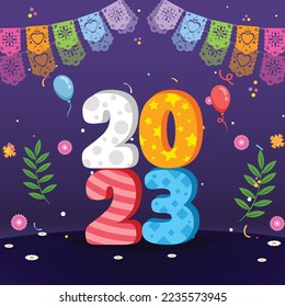 2023 new year design template with typography.  background for cover, banner and card.