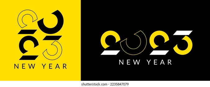  2023 new year design template with typography logo. minimalistic modern background for cover, banner and card 