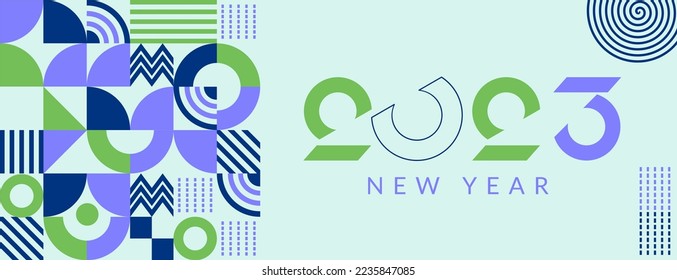  2023 new year design template with typography logo. minimalistic modern background for cover, banner and card 