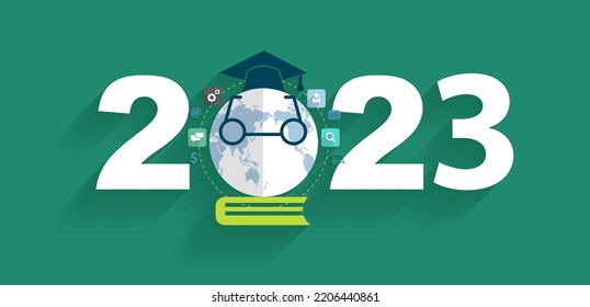 2023 new year e learning global network idea concept, Vector illustration modern design layout template