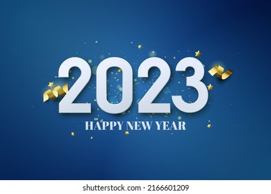 2023 new year elegant white on blue background