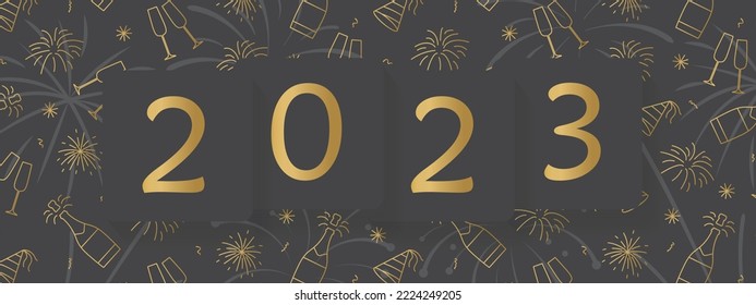 2023 New Year Eve golden banner - vector illustration
