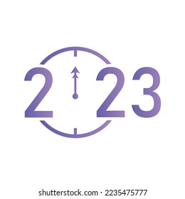 2023 New Year flat vector design number poster line art cute style with rainbow pastel color perfect for social media content element editable