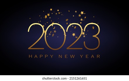 2023 New year golden with Abstract shiny color gold design element and glitter effect on dark background. For Calendar, poster design