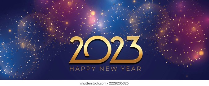 2023 new year grand celebration banner with firework bursting vector 