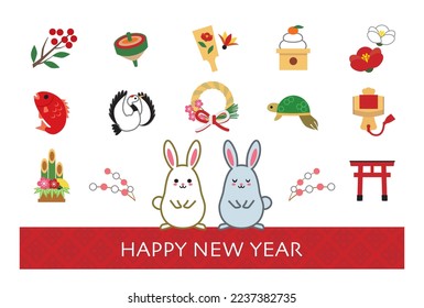 2023 New year greeting card, year of the rabbit