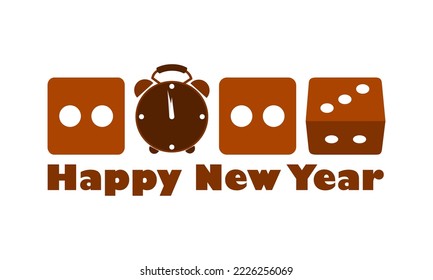 2023 new year greeting illustration with dice concept
