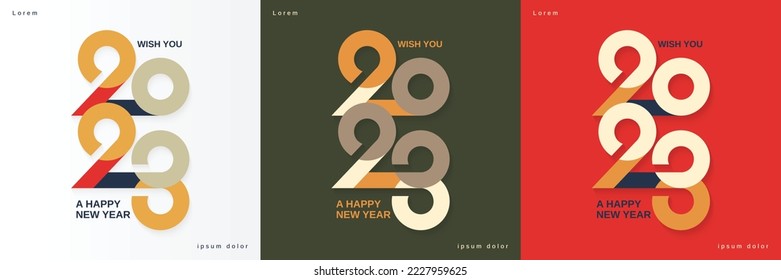 2023 new year greeting. Set of 2023 new year square banner template for cover, poster and media post