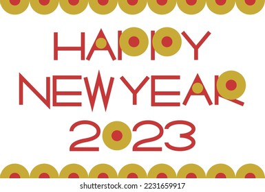 2023 new year greetings and design of typography. Vector illustration. Circular design in red and gold.