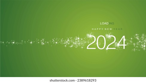 2023 New Year greetings loading 2024 firework shining white lucky green color vector