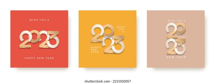 2023 new year greetings. Minimalistic of 2023 new year with 3D number on modern color background. 2023 design for banner, card and post template