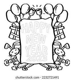 2023 new year hand drawn doodles 