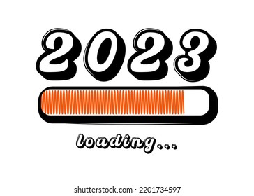 2023 New Year loading bar. New Year's eve design with progress bar. Isolated on white background. Vector illustration.
