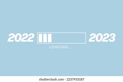 2023 New Year Loading isolated on blue background. Vector illustration.