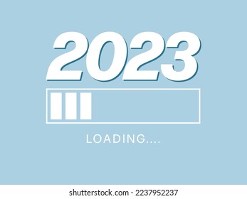 2023 New Year Loading isolated on blue background. Vector illustration.