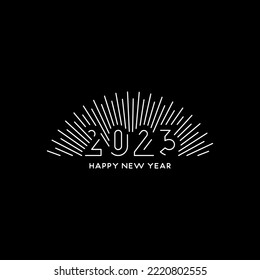 2023 new year logo design with fireworks spark line style