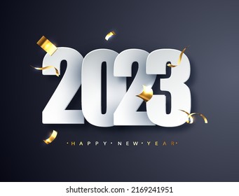 2023 new year luxury illustration on dark background. Happy New Year greetings